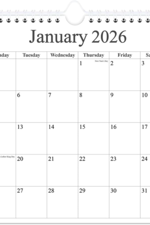 2026 Calendar – 18 Months Calendar 2026 from January 2026 to June 2027, Wall Calendar 2026 with Thick Paper for Home/Office/School, 8.5″ x 11″, Black Visit the Runtioval Store